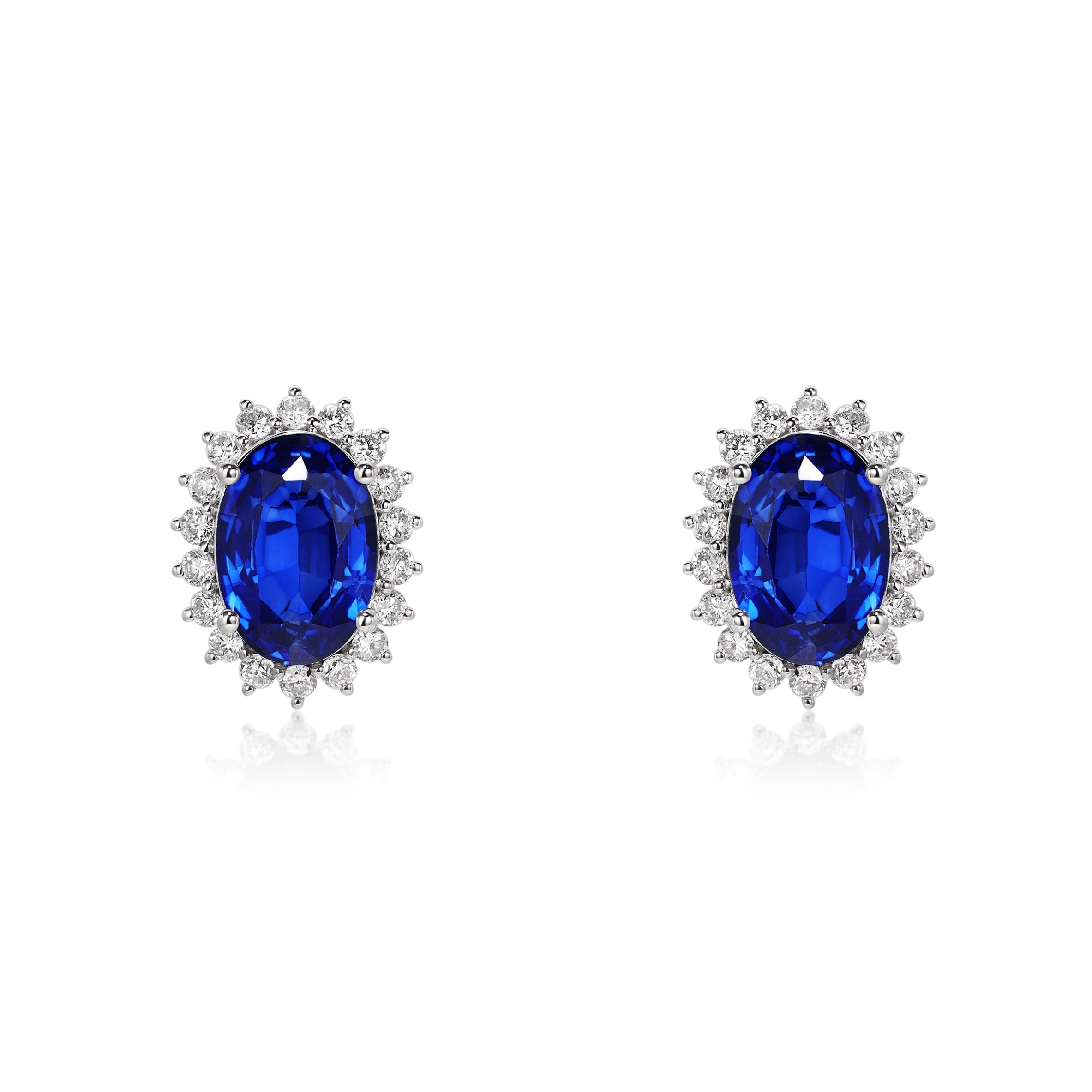 Oval Cut Blue Sapphire Earrings