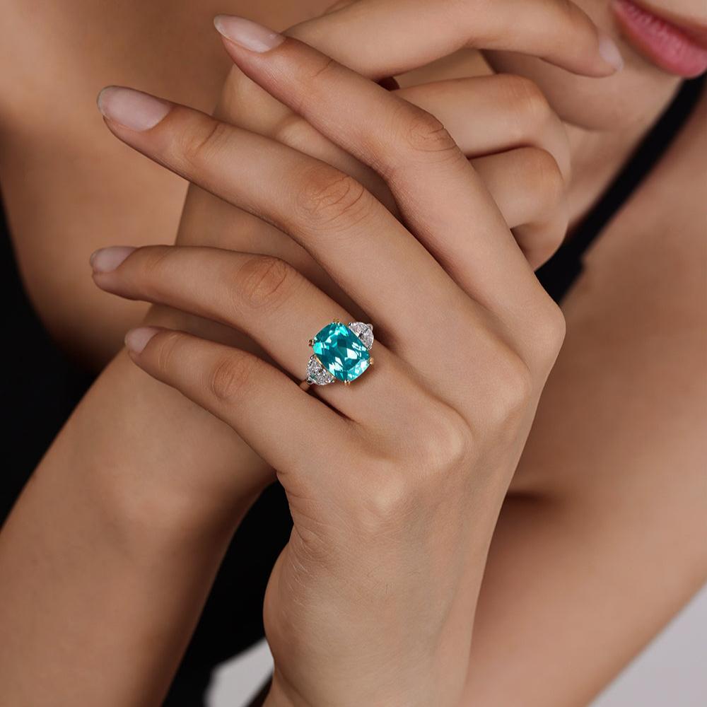 Cushion Cut Neon Blue Paraiba Ring