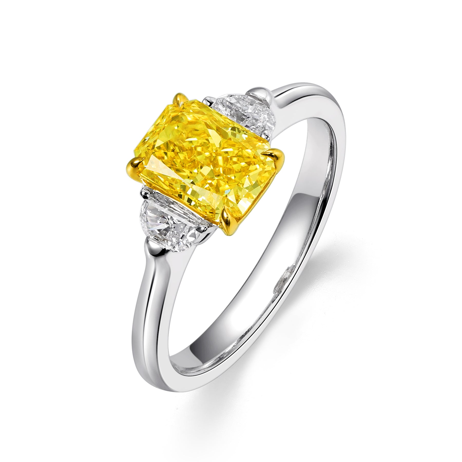 Radiant Cut Fancy Vivid Yellow Diamond Ring