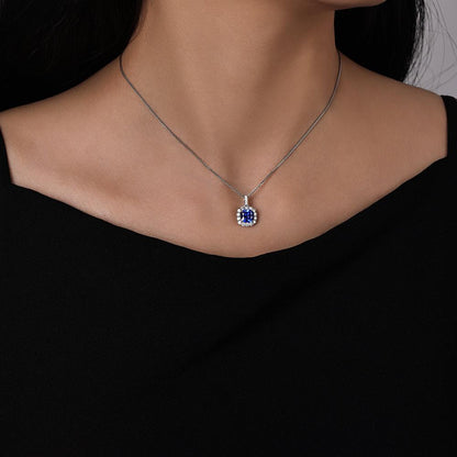 Cushion Cut Blue Sapphire Pendant