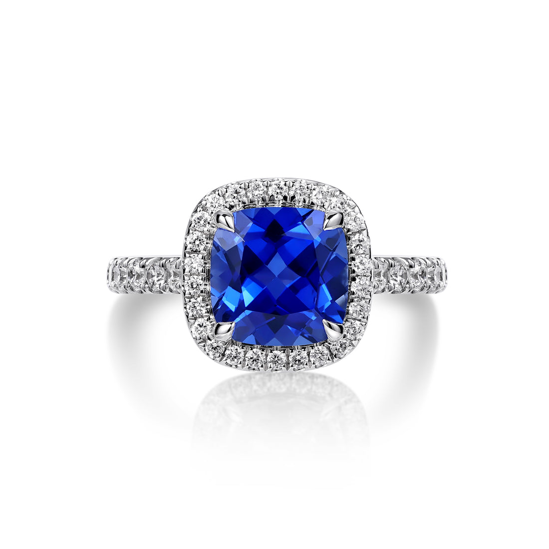 Cushion Cut Blue Sapphire Ring