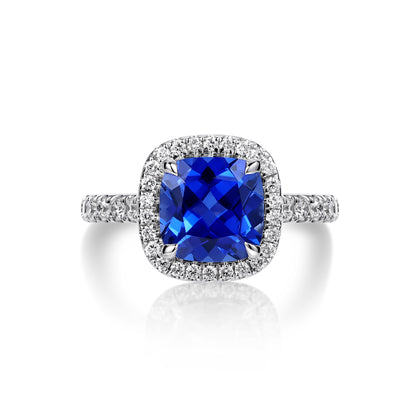 Cushion Cut Blue Sapphire Ring