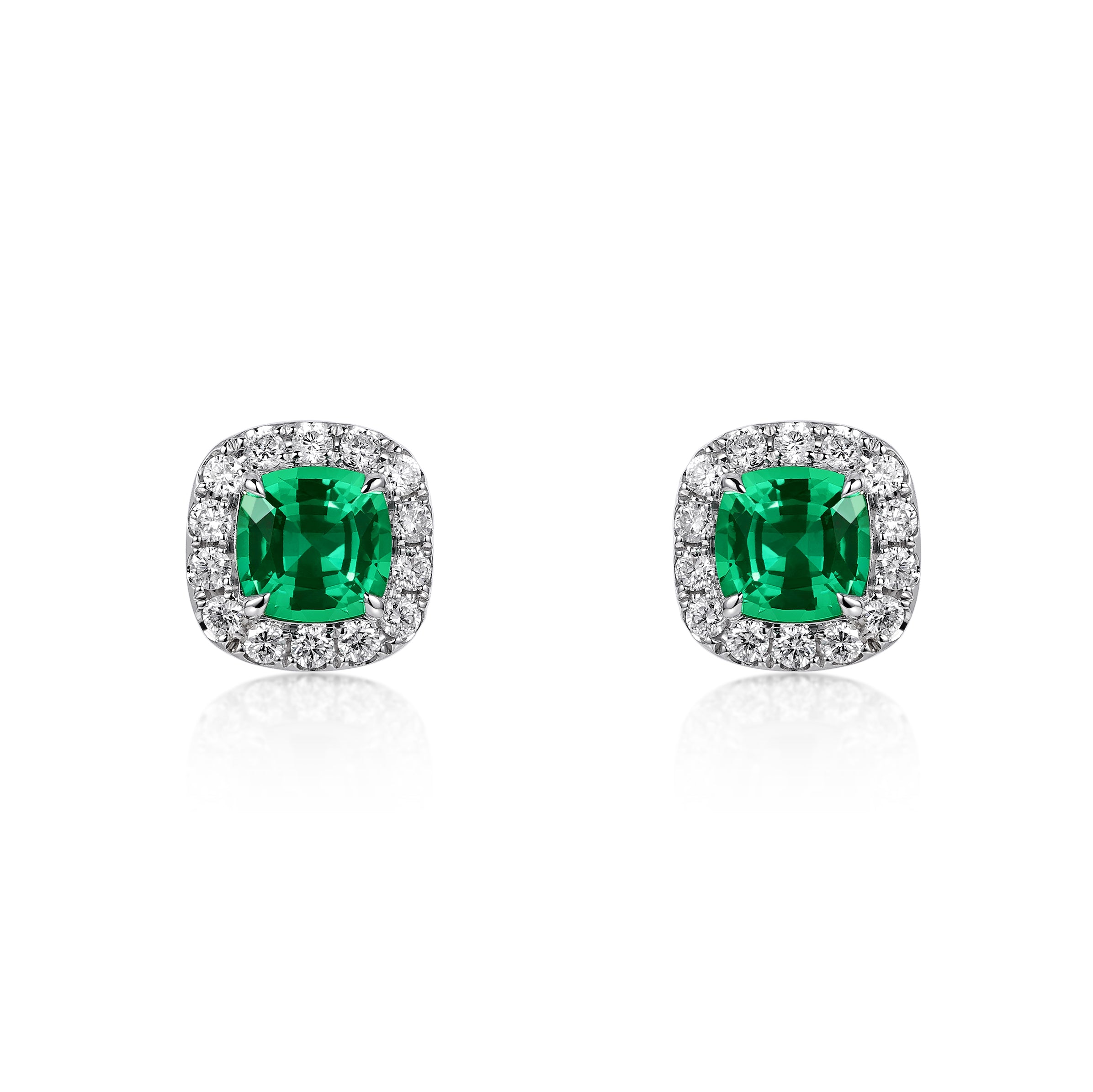 Cushion Cut Green Emerald Earrings