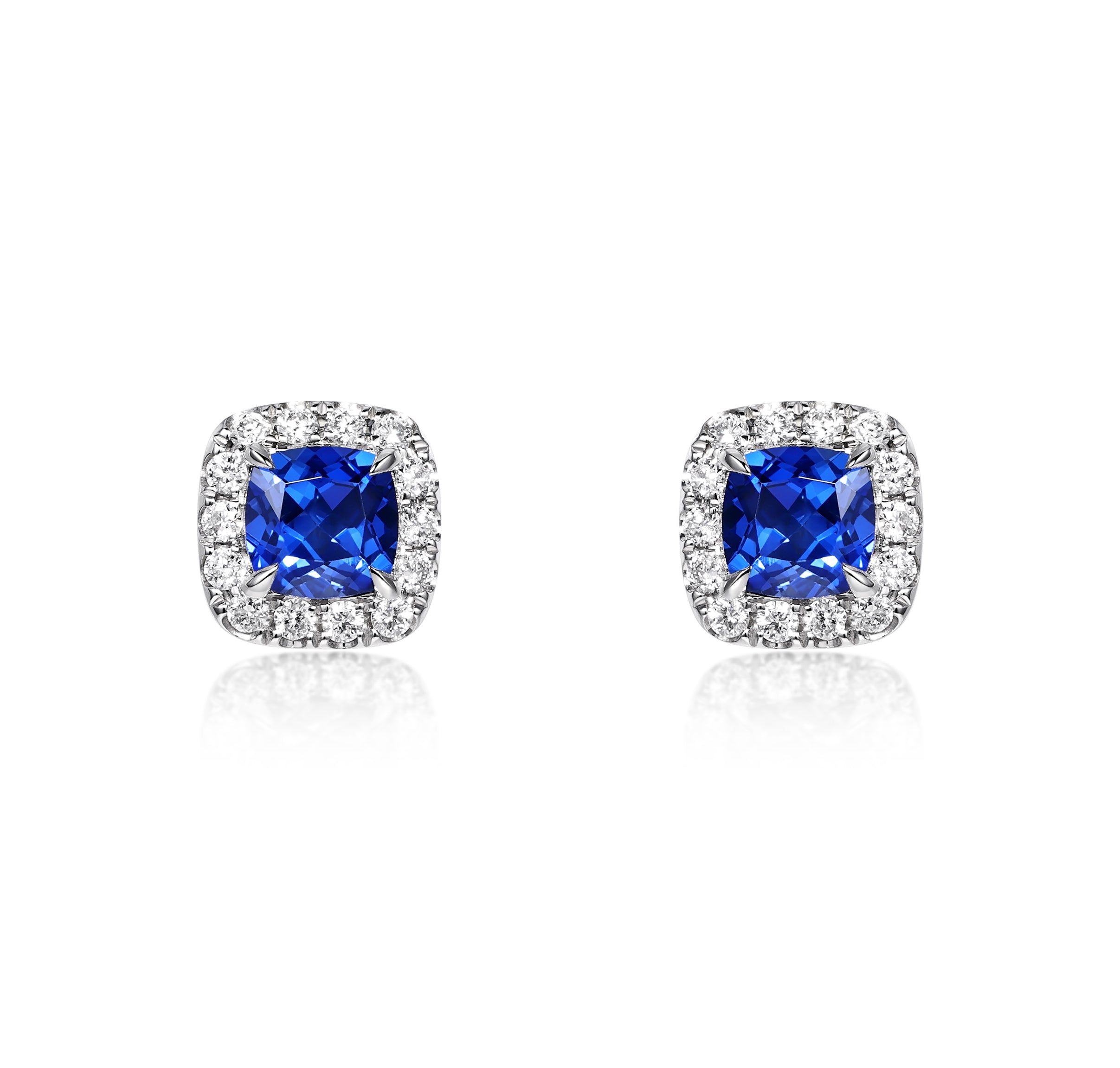 Cushion Cut Blue Sapphire Earrings