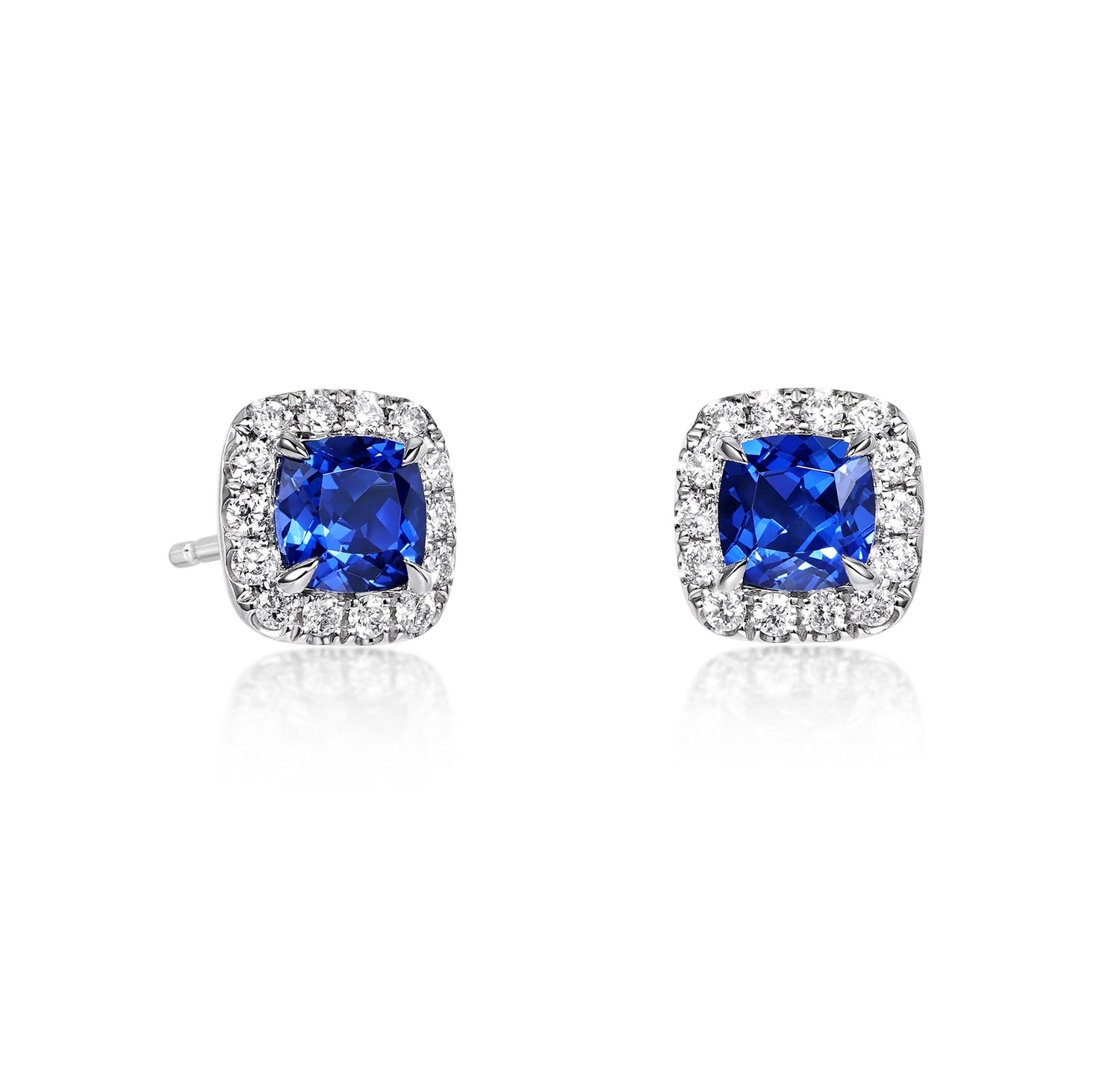 Cushion Cut Blue Sapphire Earrings