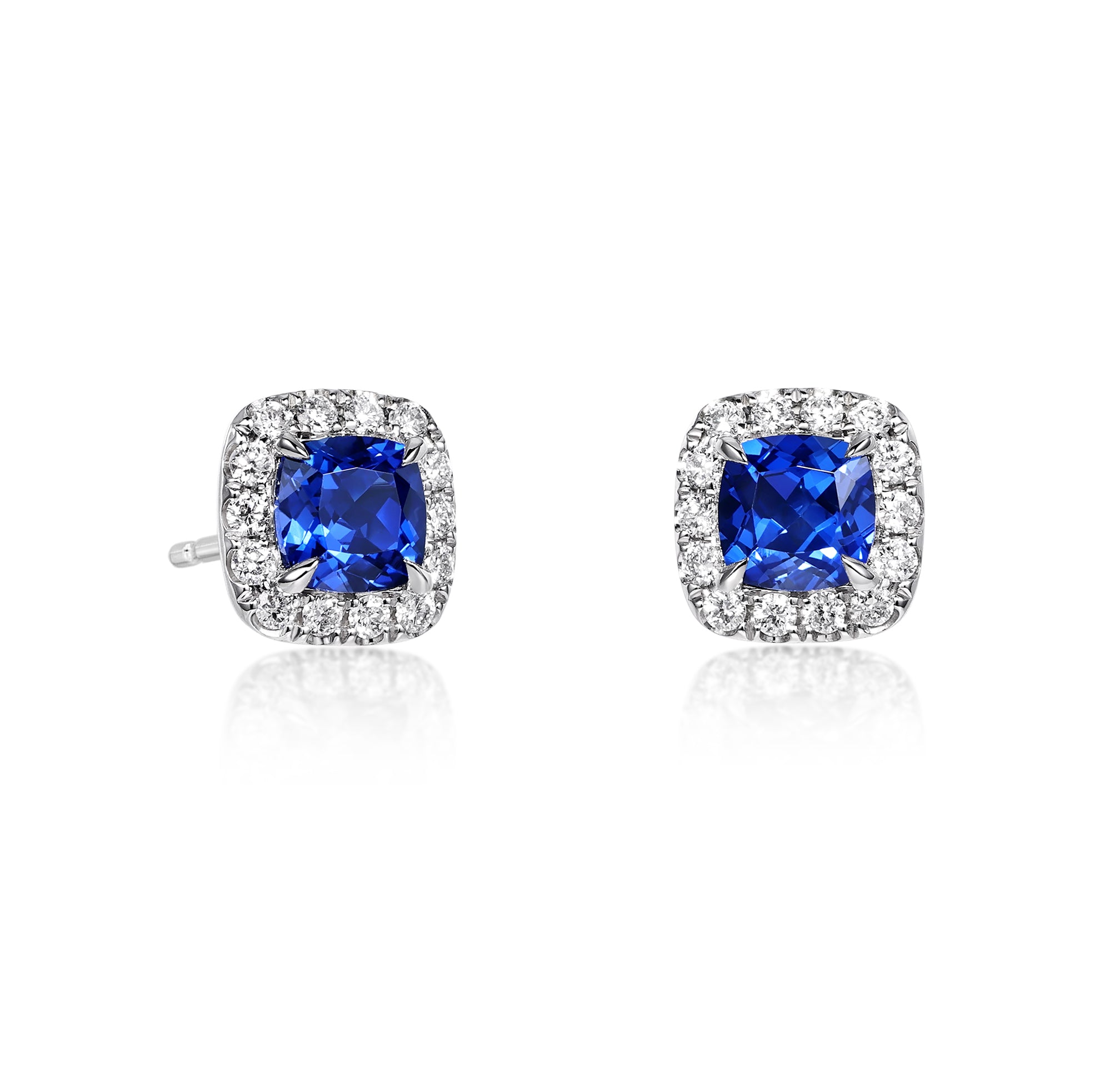 Cushion Cut Blue Sapphire Earrings