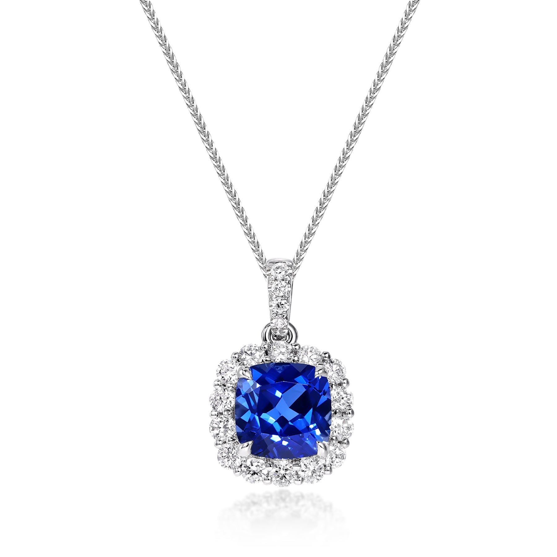 Cushion Cut Blue Sapphire Pendant