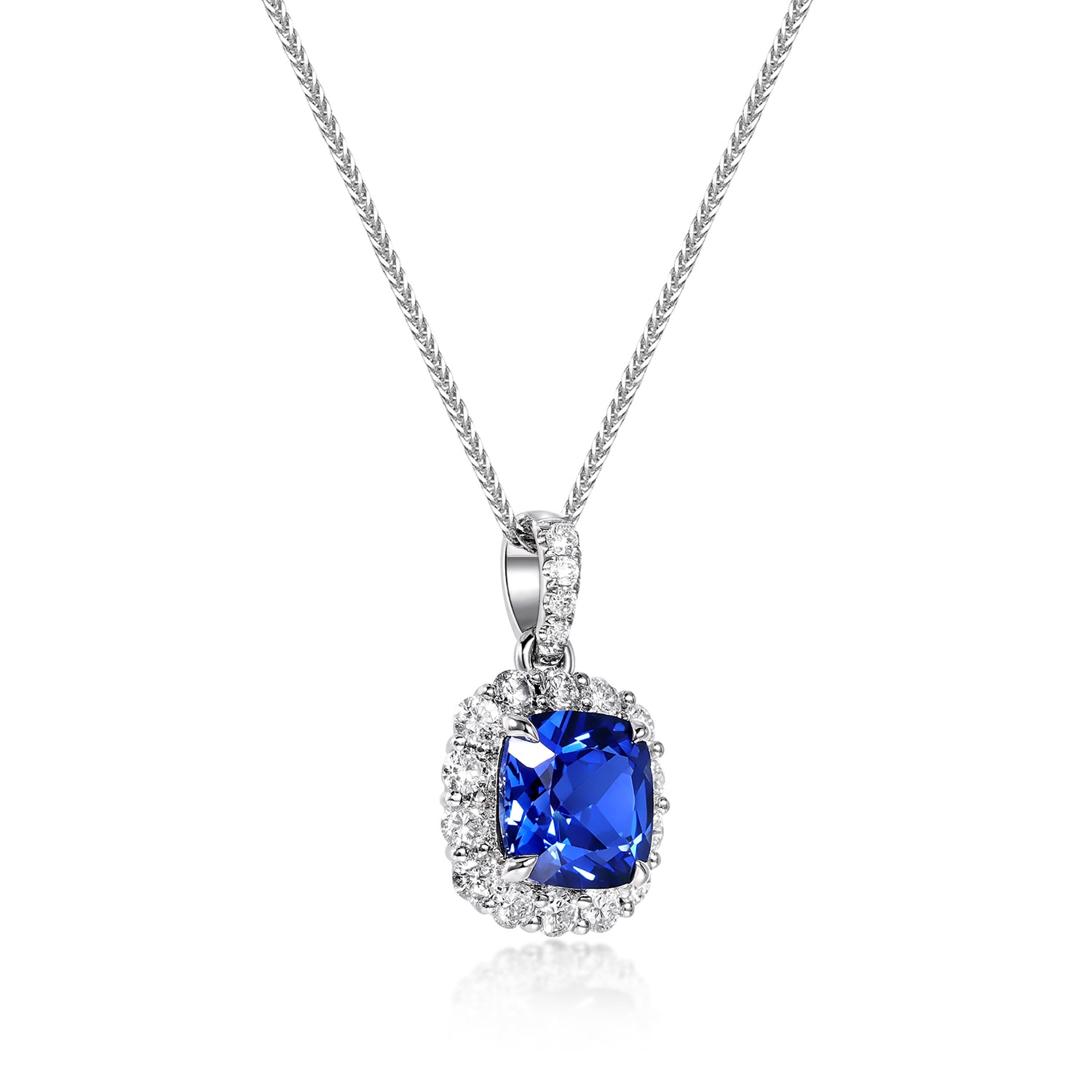 Cushion Cut Blue Sapphire Pendant