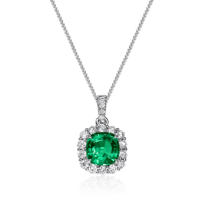 Cushion Cut Green Emerald Pendant