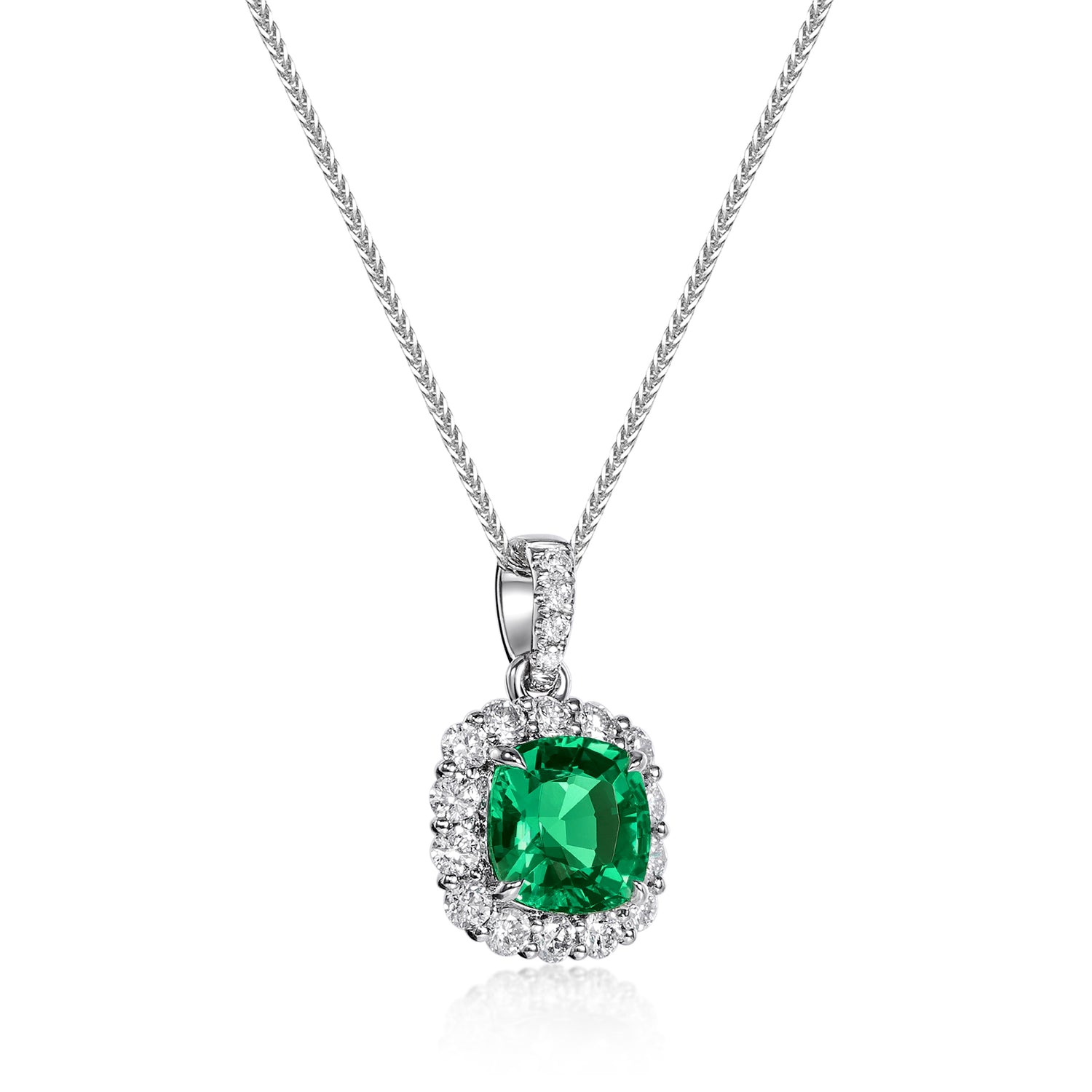 Cushion Cut Green Emerald Pendant