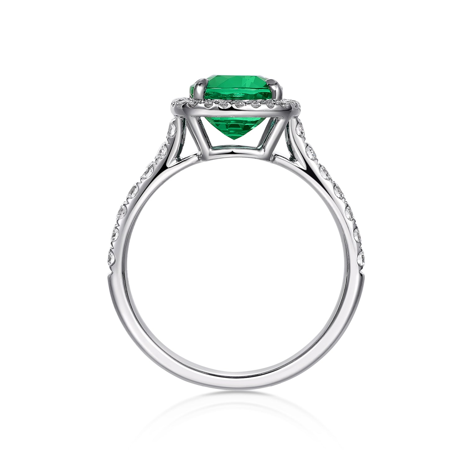 Cushion Cut Green Emerald Ring