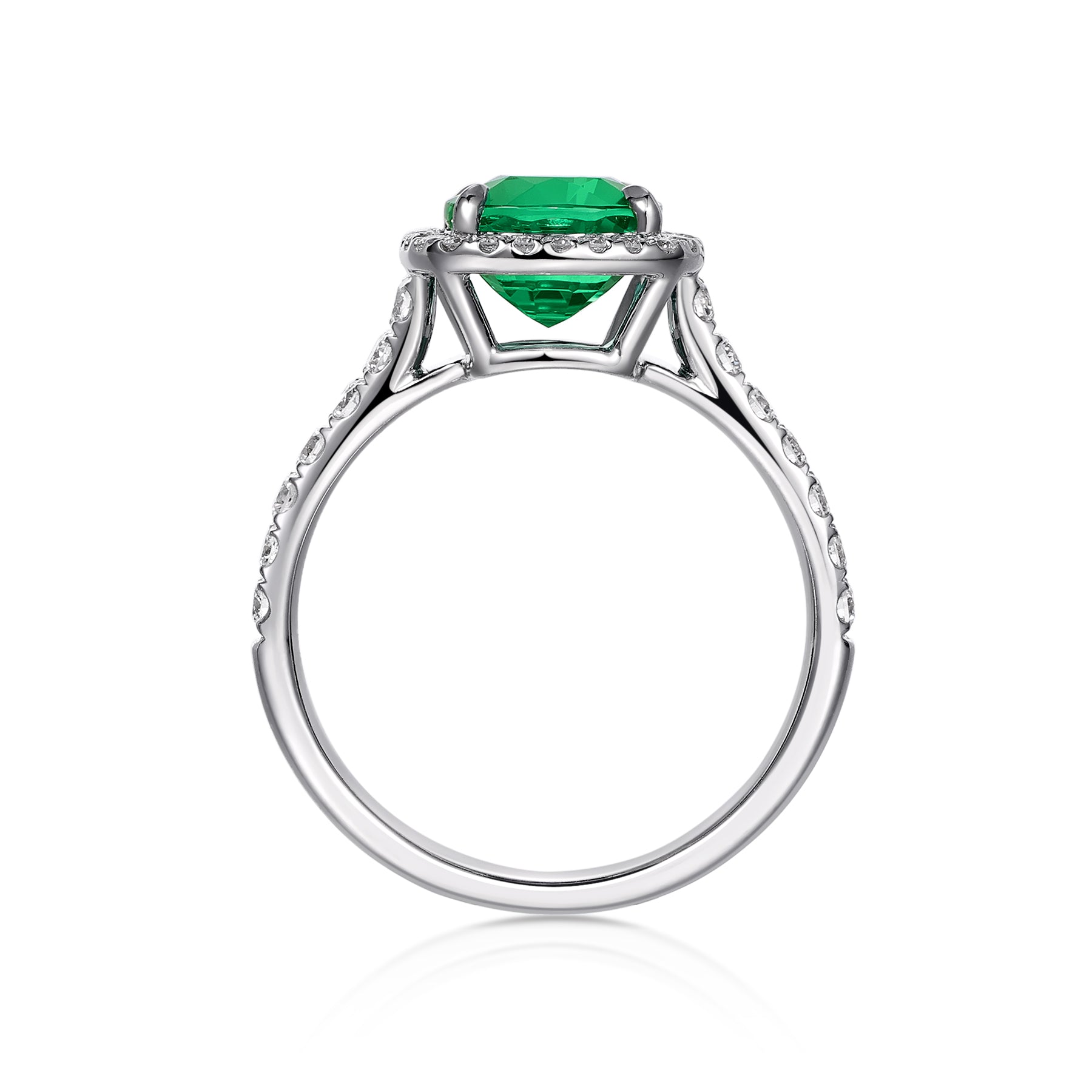 Cushion Cut Green Emerald Ring