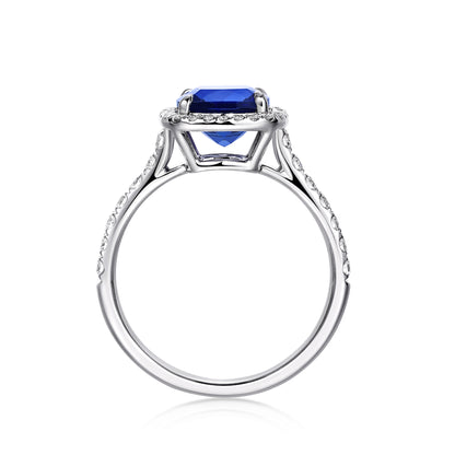 Cushion Cut Blue Sapphire Ring