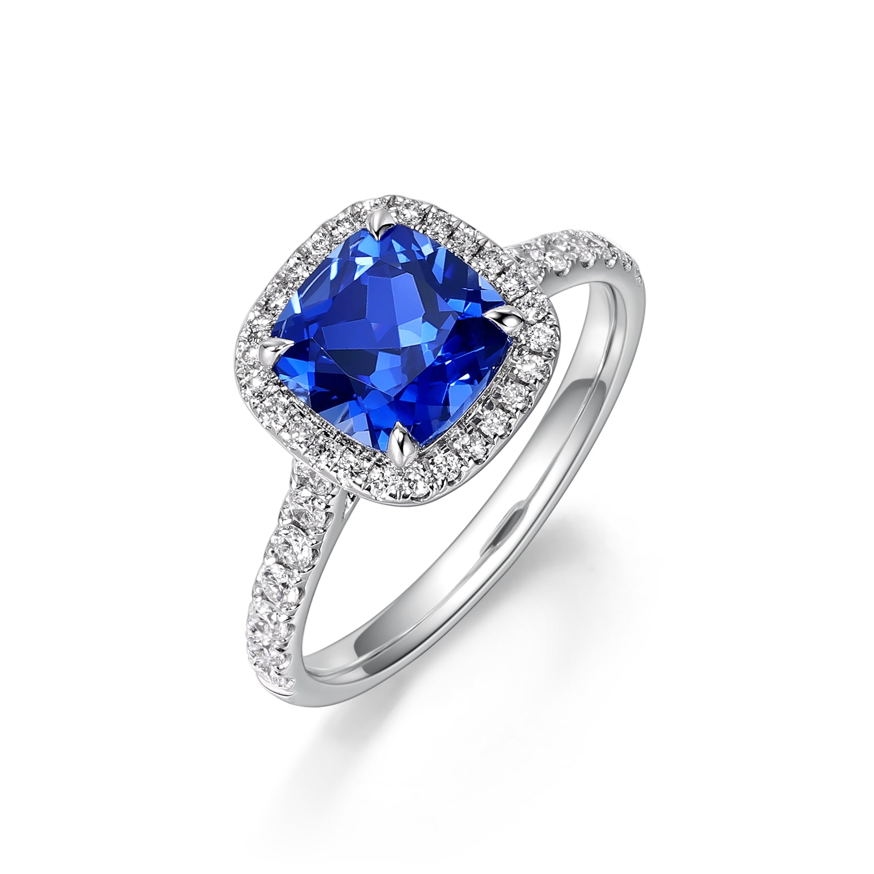 Cushion Cut Blue Sapphire Ring