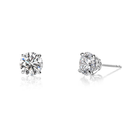 Round Cut White Diamond Stud Earrings