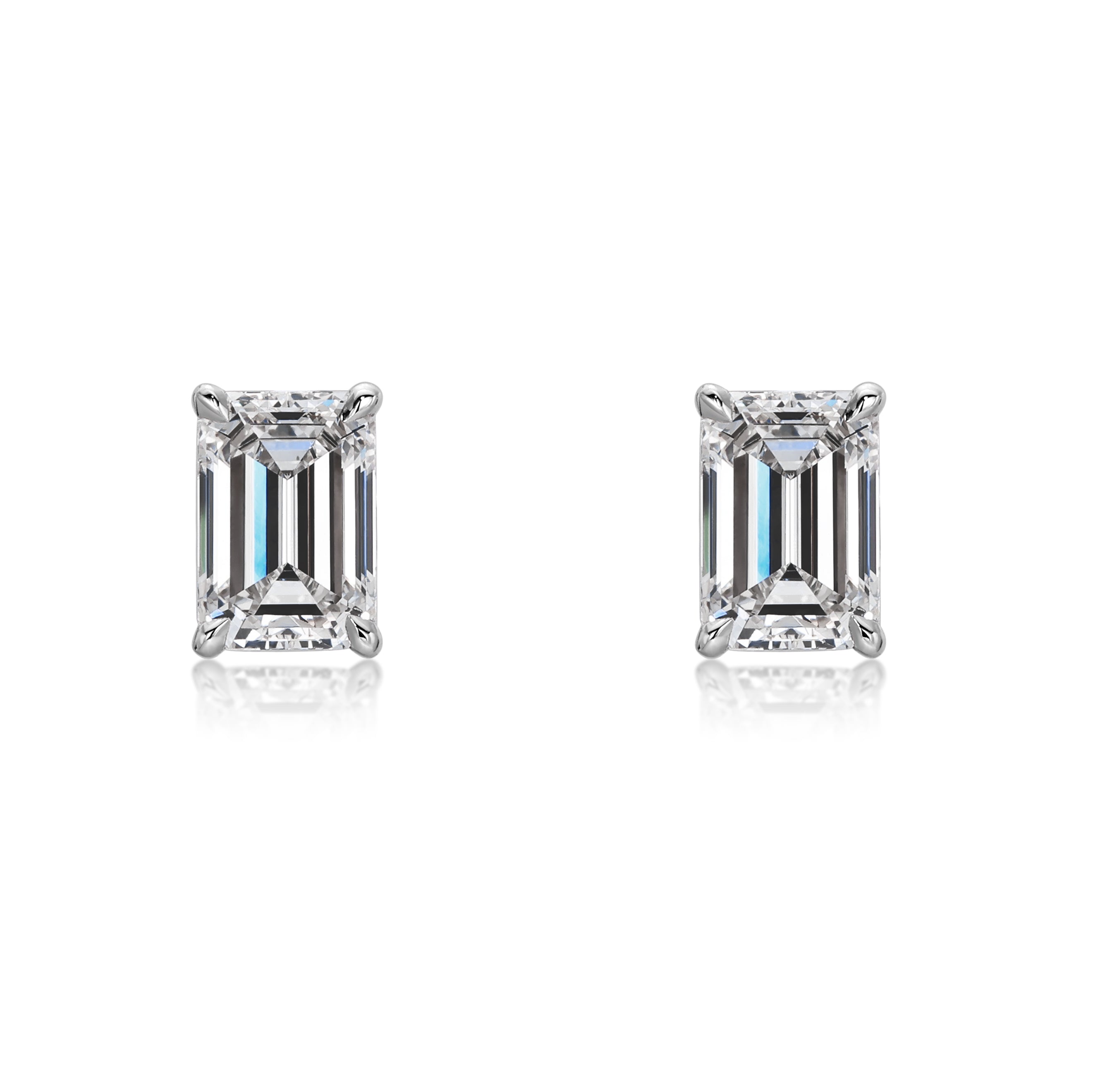 Emerald Cut White Diamond Stud Earrings