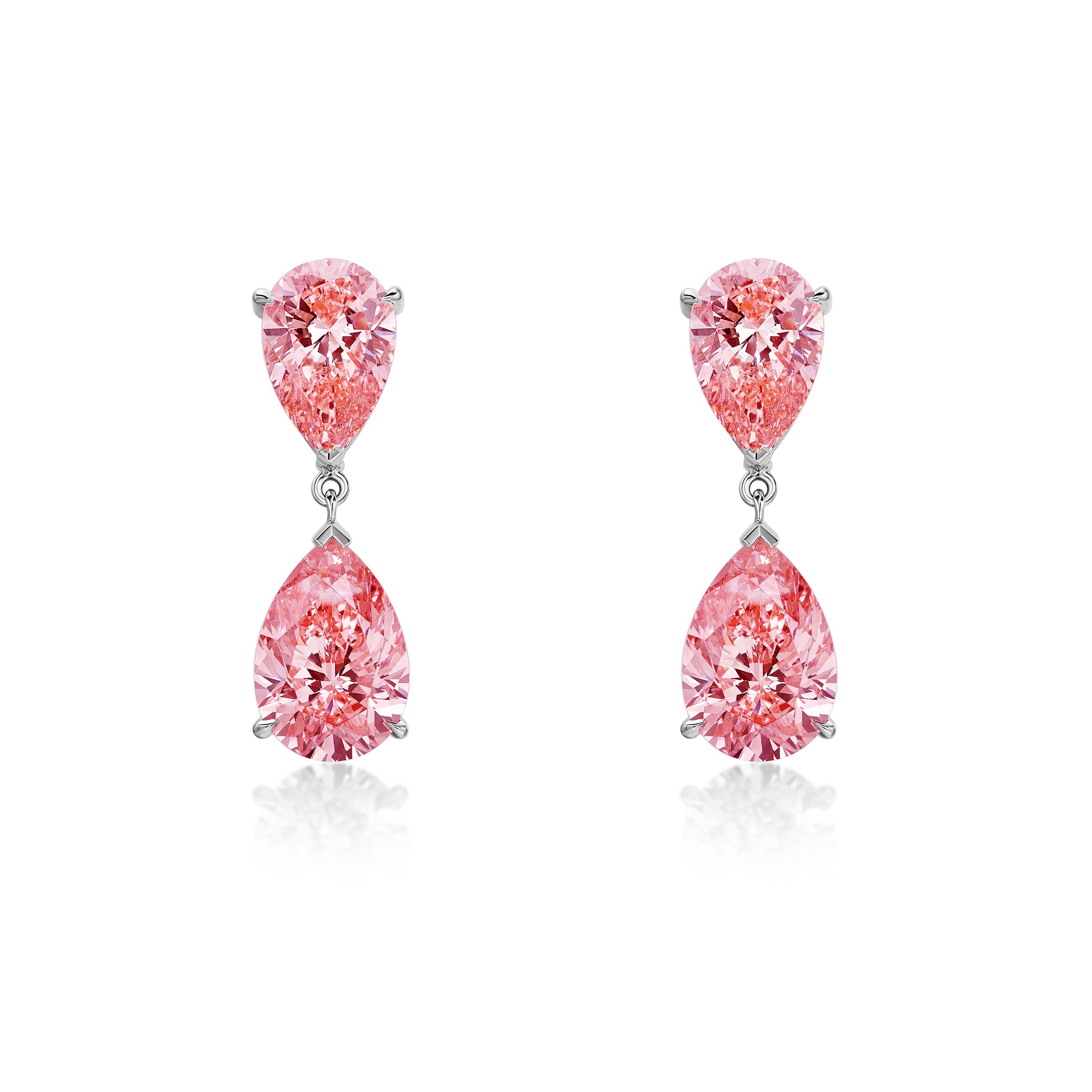 Pear Cut Fancy Vivid Pink Diamond Earrings