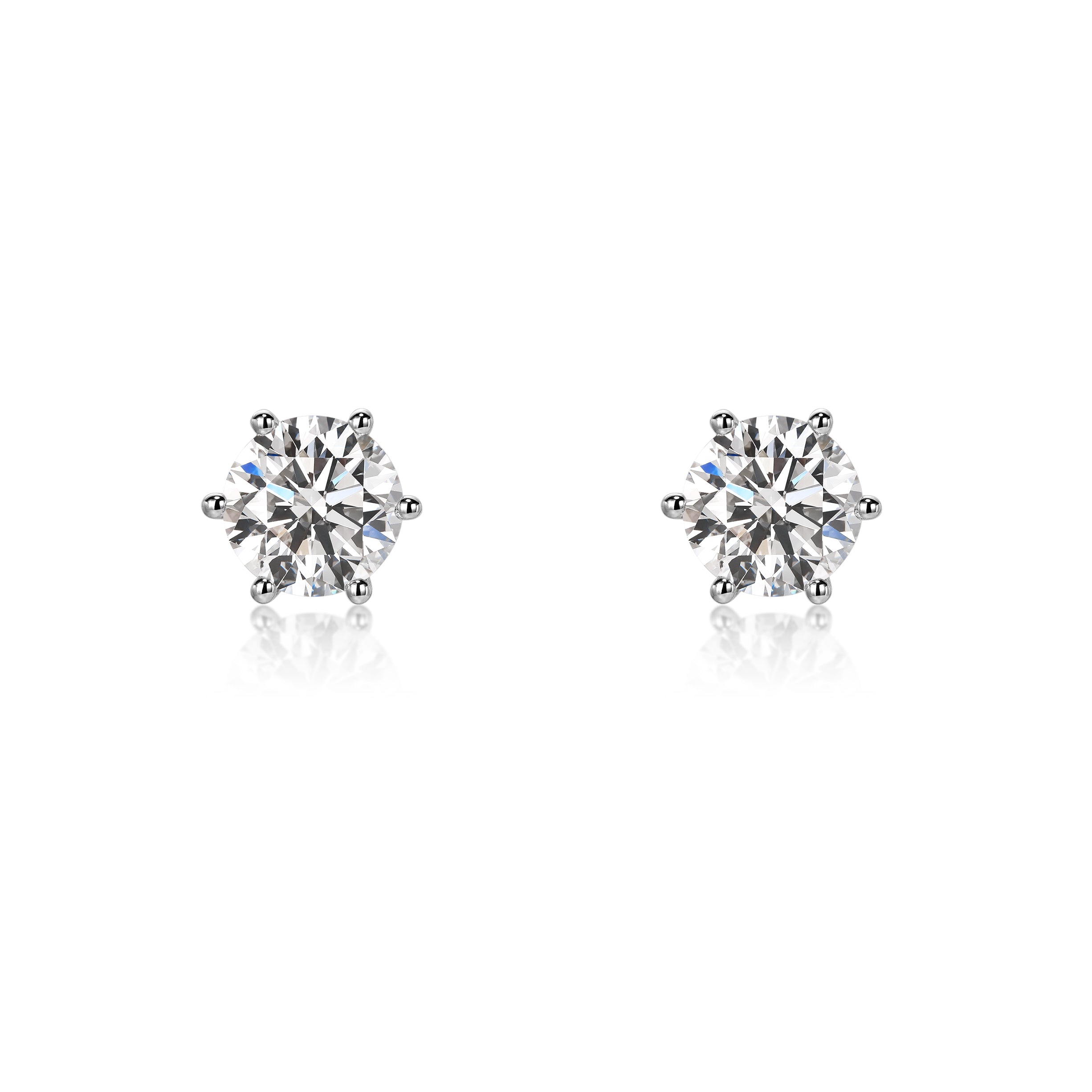 Round Cut White Diamond Stud Earrings