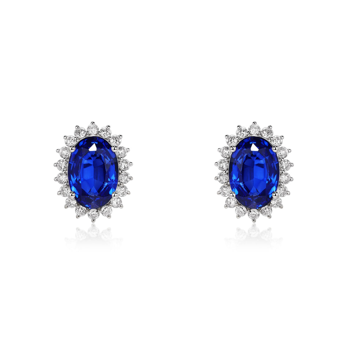 Oval Cut Blue Sapphire Earrings