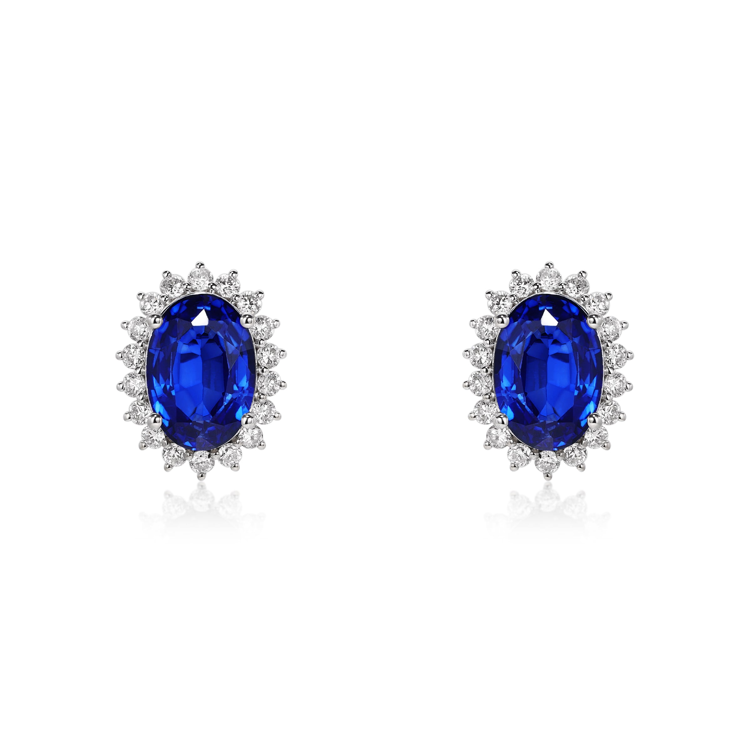 Oval Cut Blue Sapphire Earrings