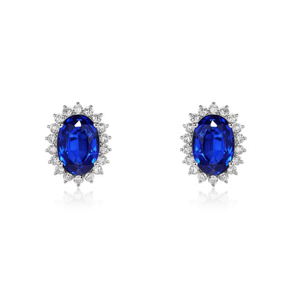 Oval Cut Blue Sapphire Earrings