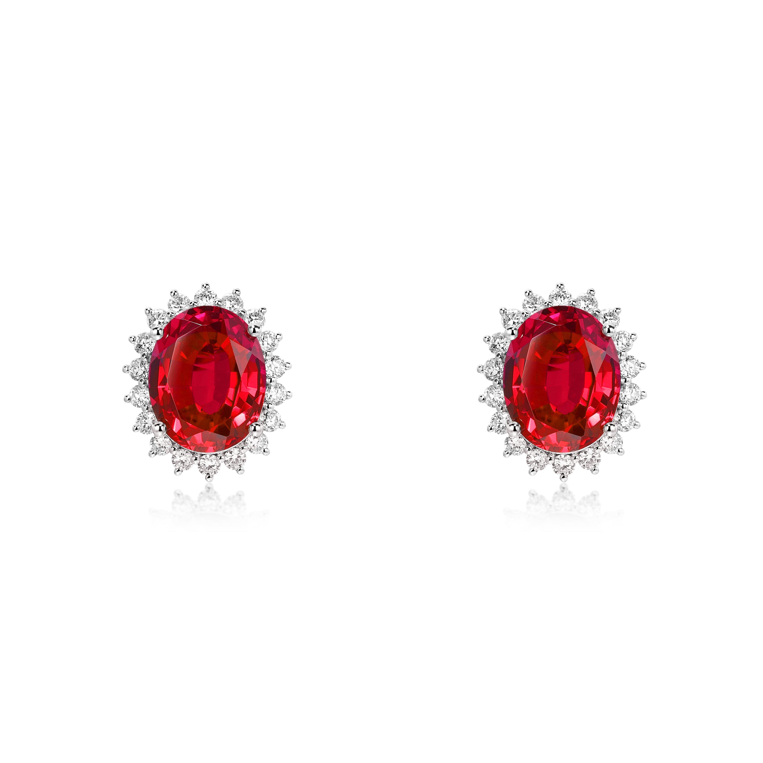 Oval Cut Red Ruby Earrings