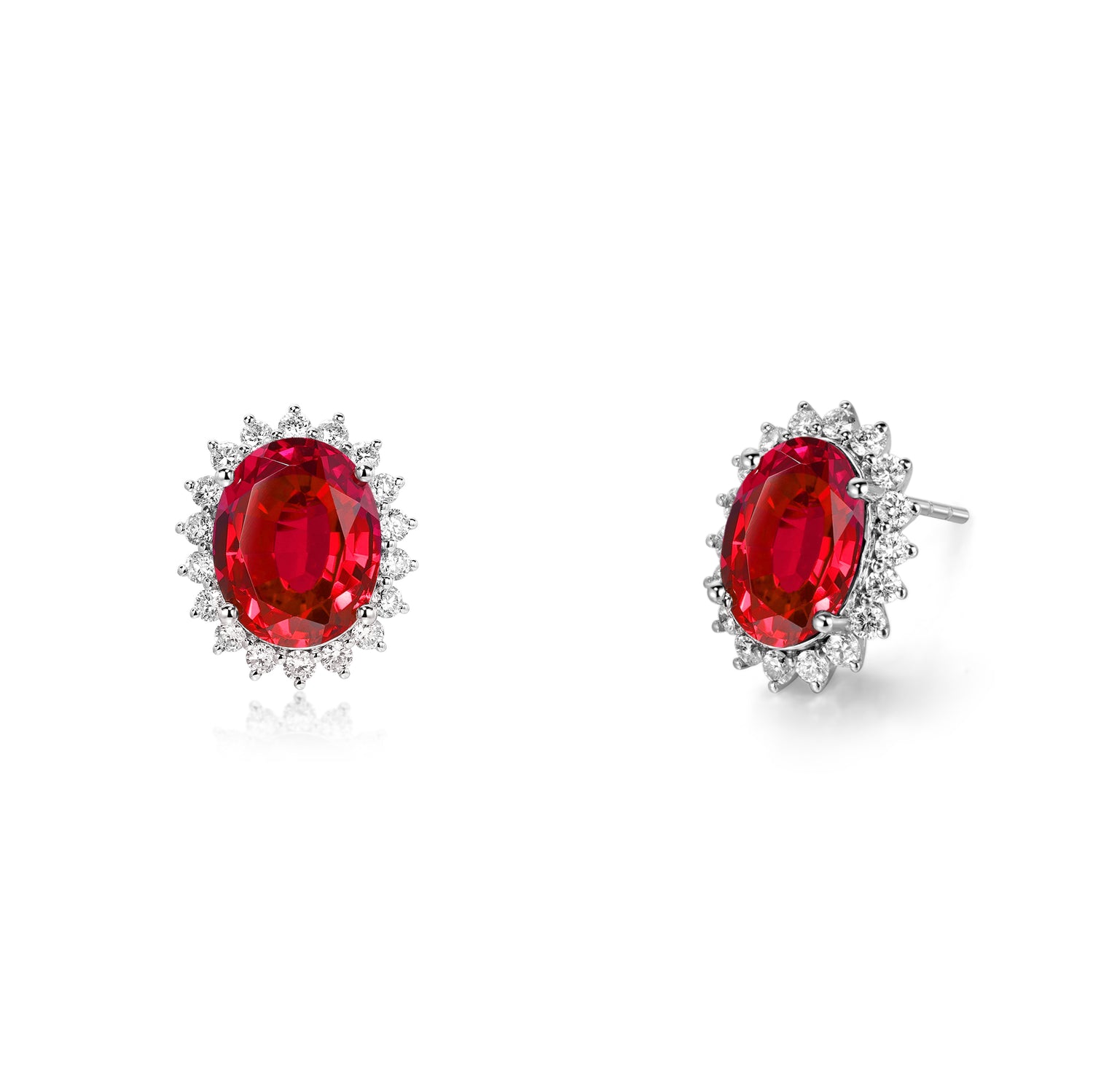 Oval Cut Red Ruby Earrings