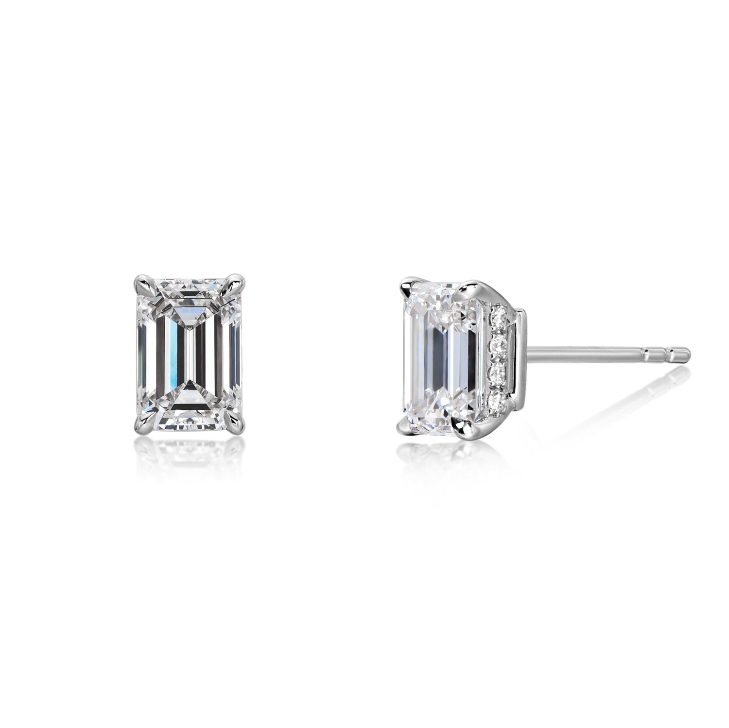 Emerald Cut White Diamond Stud Earrings