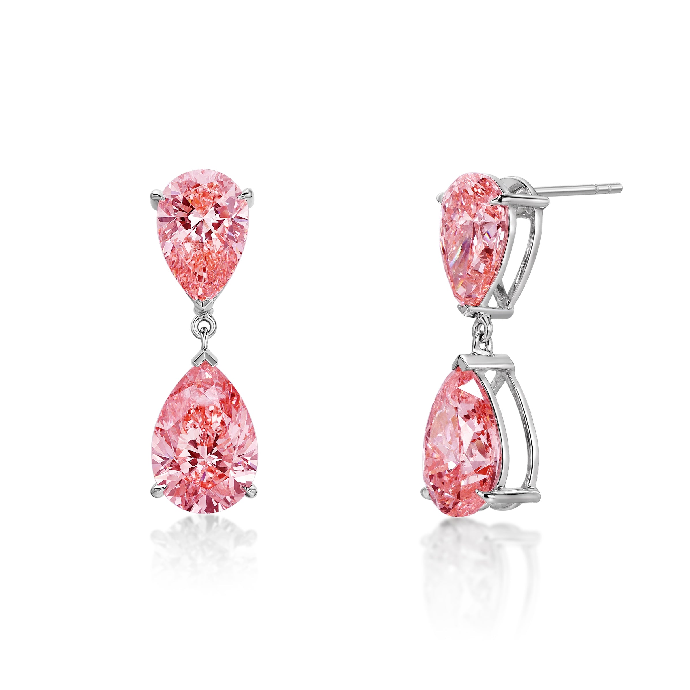 Pear Cut Fancy Vivid Pink Diamond Earrings