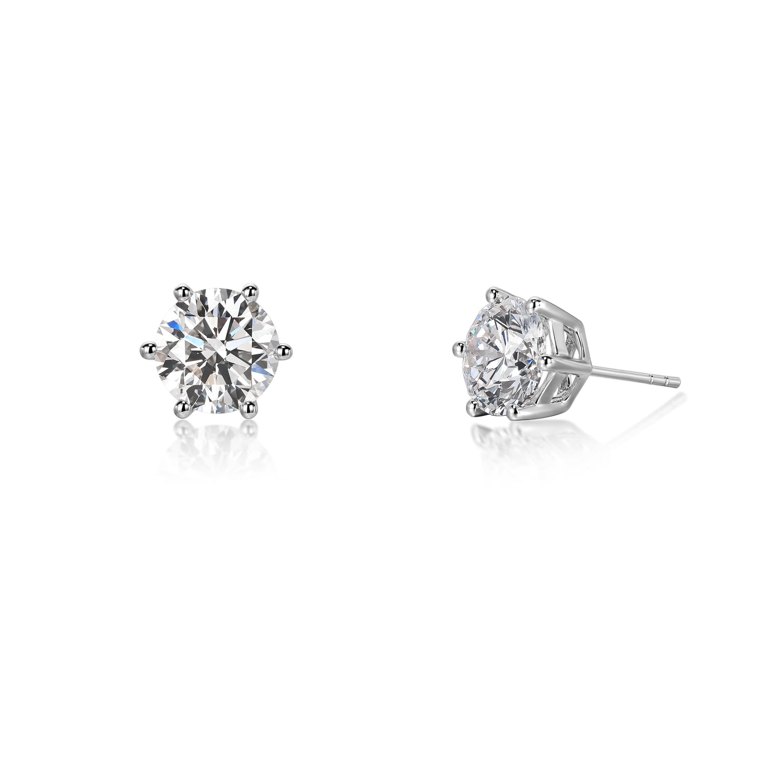 Round Cut White Diamond Stud Earrings