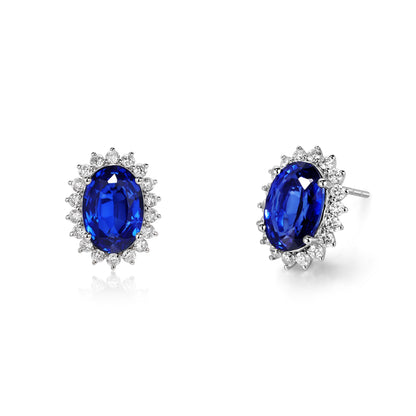 Oval Cut Blue Sapphire Earrings