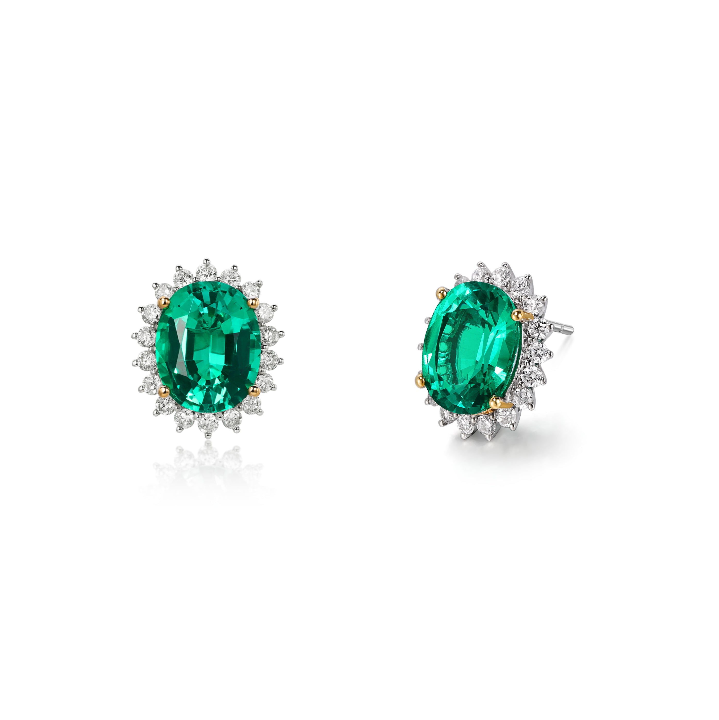 Oval Cut Green Emerald Earrings