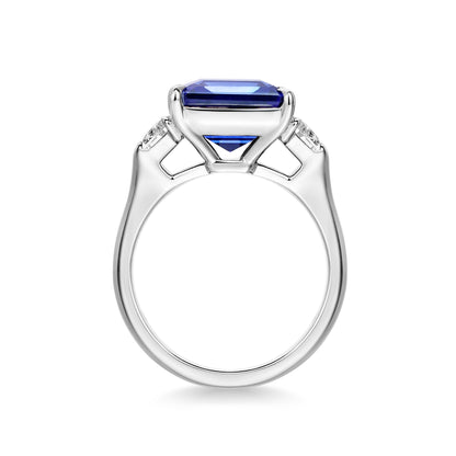 Square Emerald Cut Blue Sapphire Ring