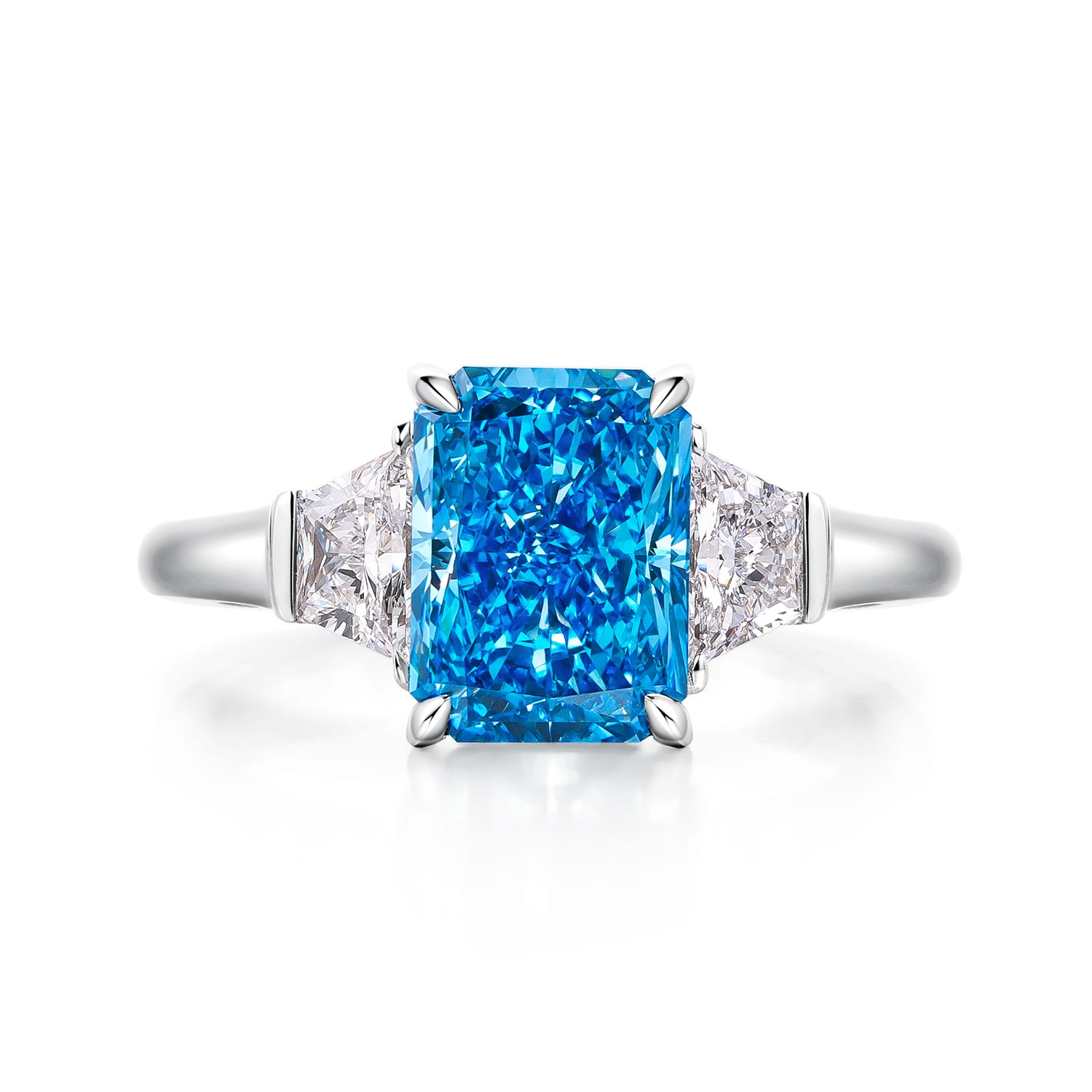 Radiant Cut Fancy Vivid Blue Diamond Ring