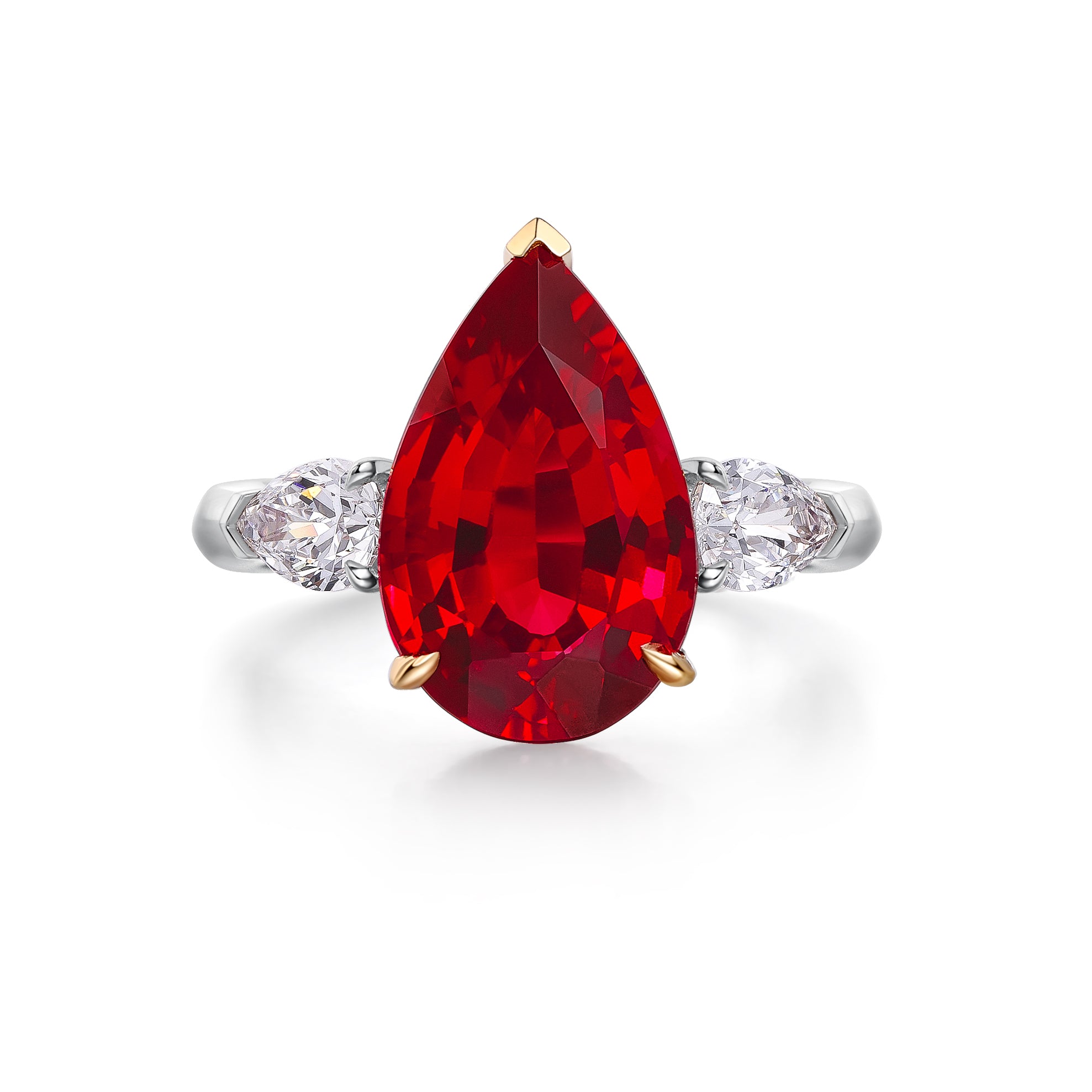 Pear Cut Red Ruby Ring