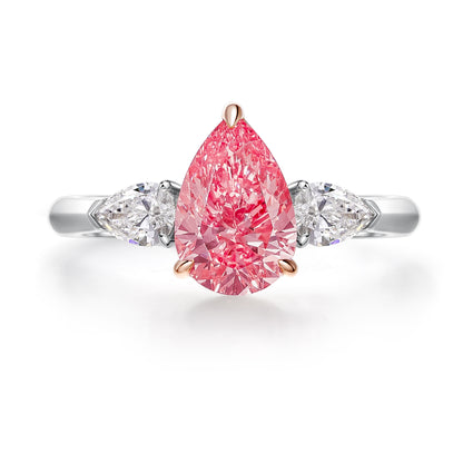 Pear Cut Fancy Vivid Pink Diamond Ring