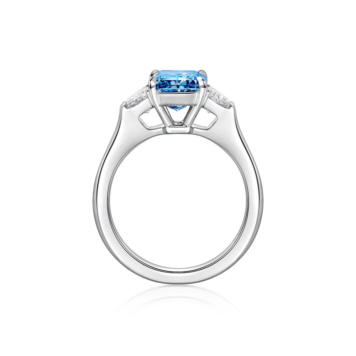 Radiant Cut Fancy Vivid Blue Diamond Ring