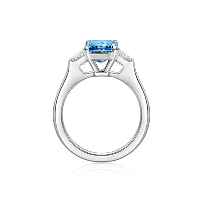 Radiant Cut Fancy Vivid Blue Diamond Ring