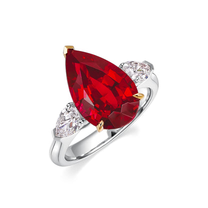 Pear Cut Red Ruby Ring