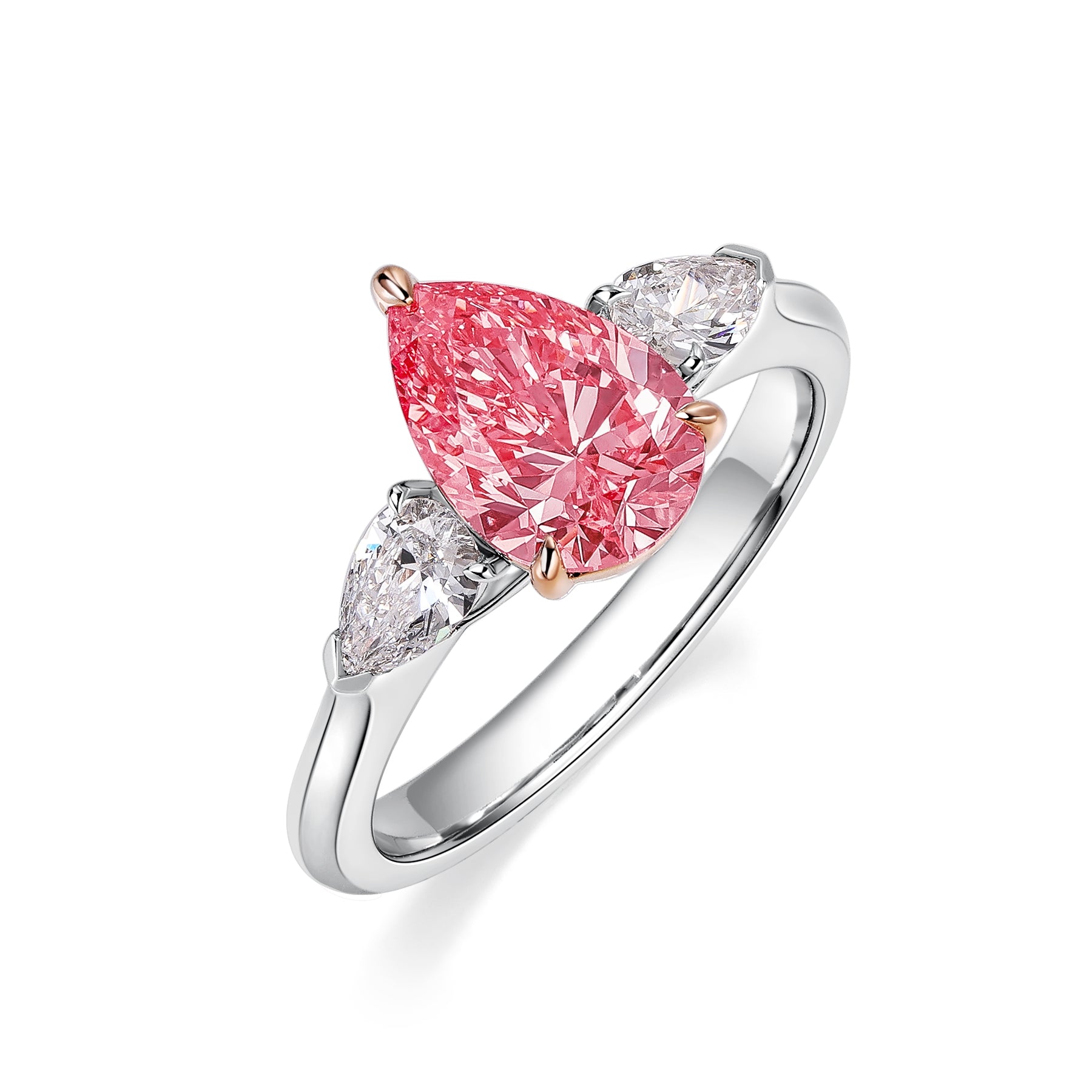 Pear Cut Fancy Vivid Pink Diamond Ring