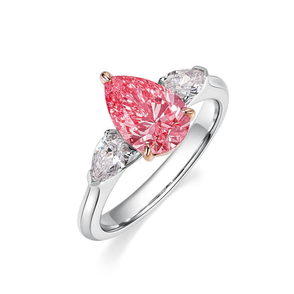 Pear Cut Fancy Vivid Pink Diamond Ring