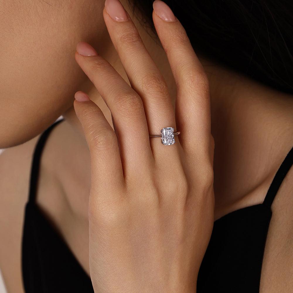 Radiant Cut White Diamond Ring