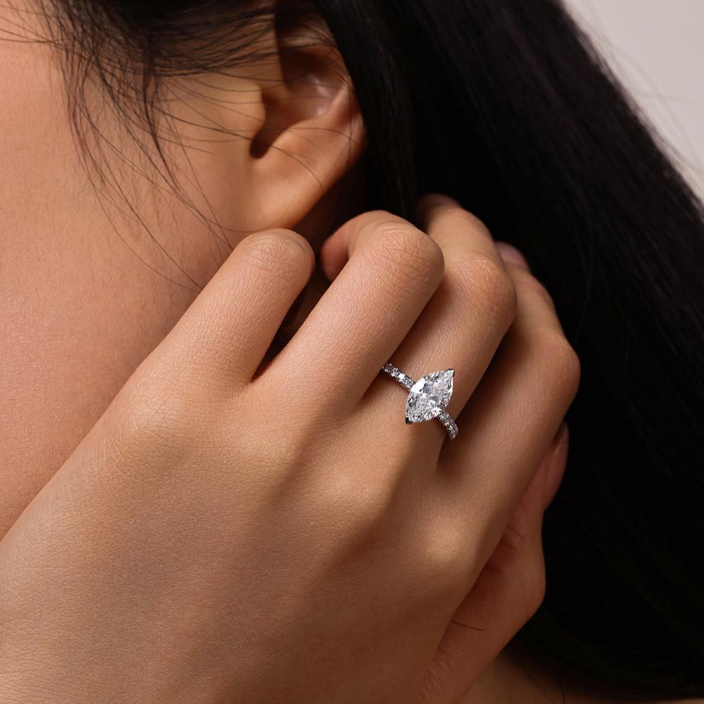 Marquise Cut White Diamond Ring