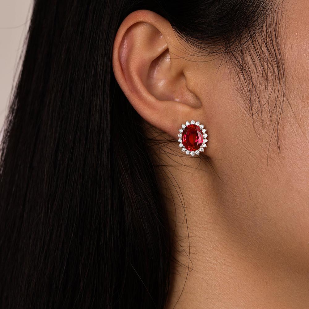 Oval Cut Red Ruby Earrings