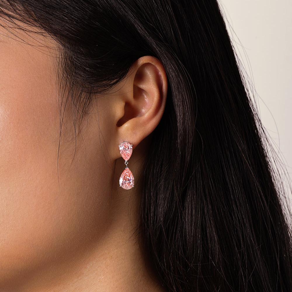 Pear Cut Fancy Vivid Pink Diamond Earrings