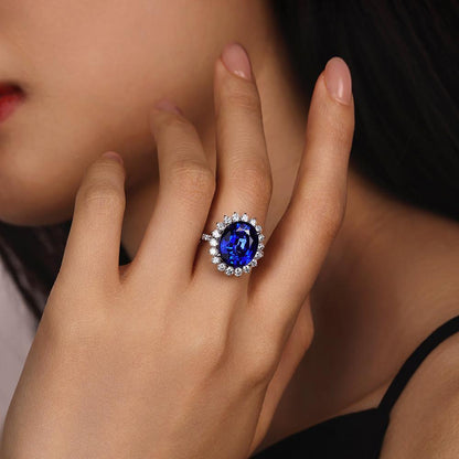 Oval Cut Blue Sapphire Ring