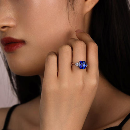 Cushion Cut Blue Sapphire Ring