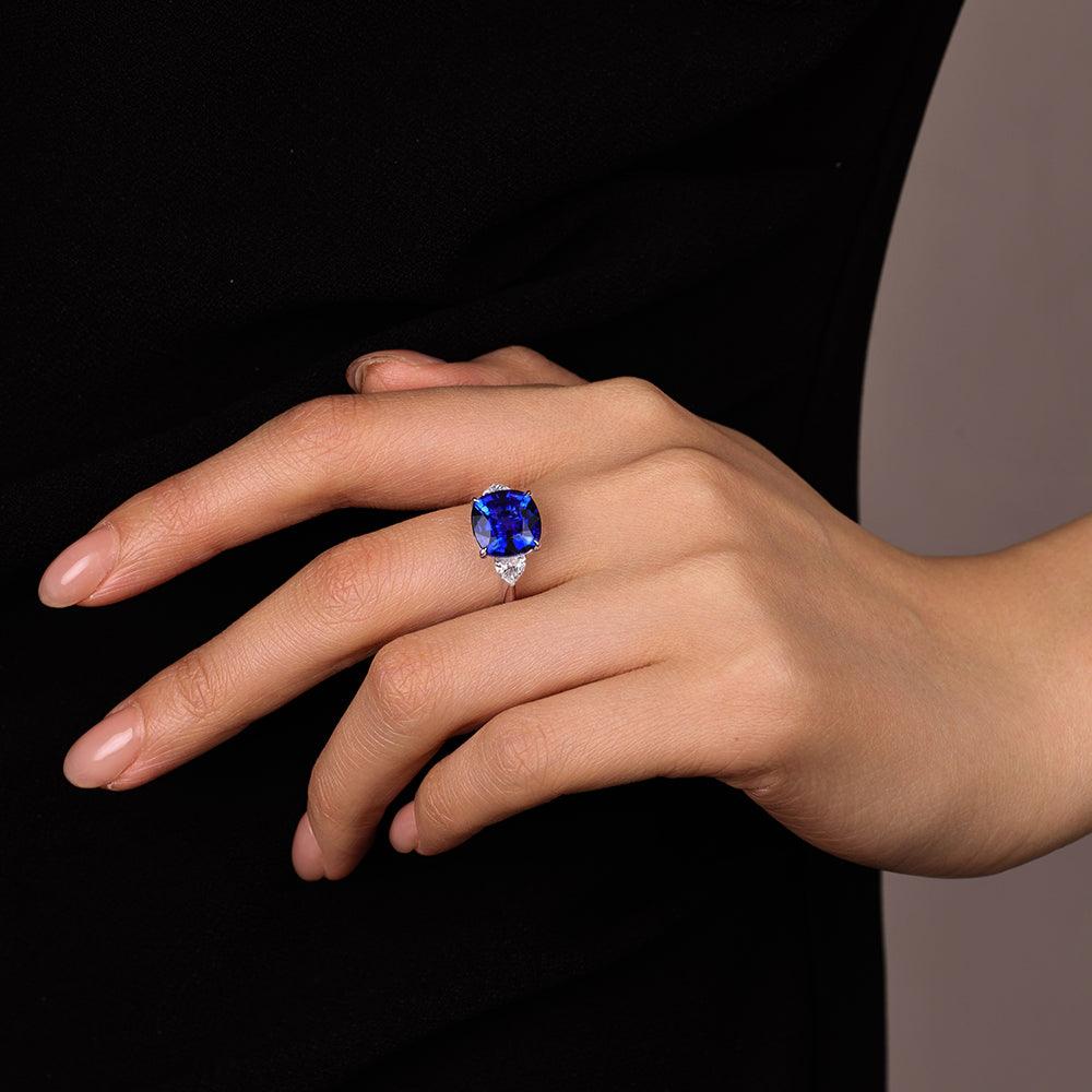 Cushion Cut Blue Sapphire Ring