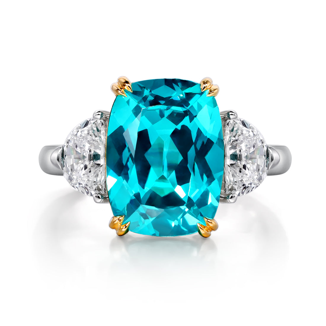 Cushion Cut Neon Blue Paraiba Ring