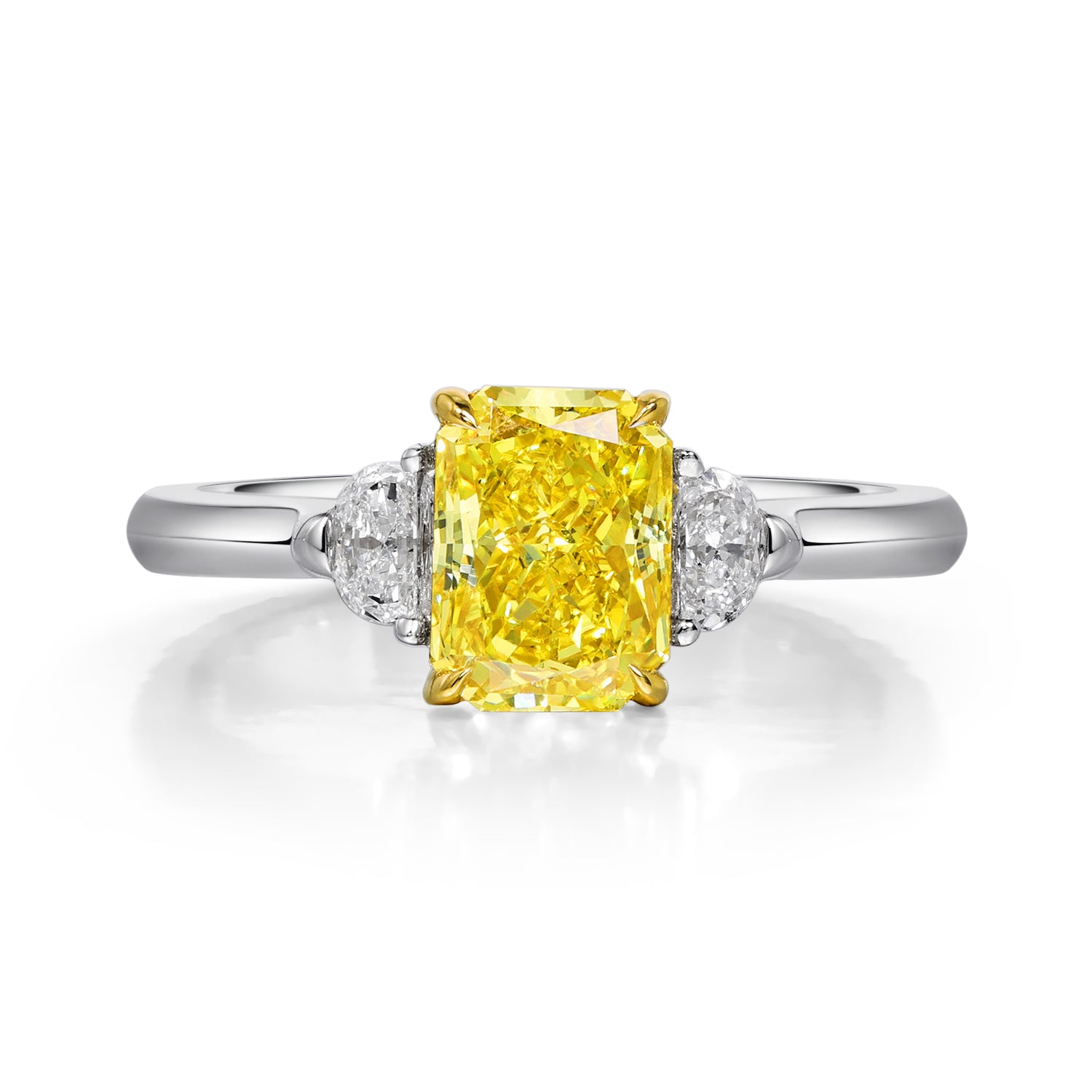 Radiant Cut Fancy Vivid Yellow Diamond Ring